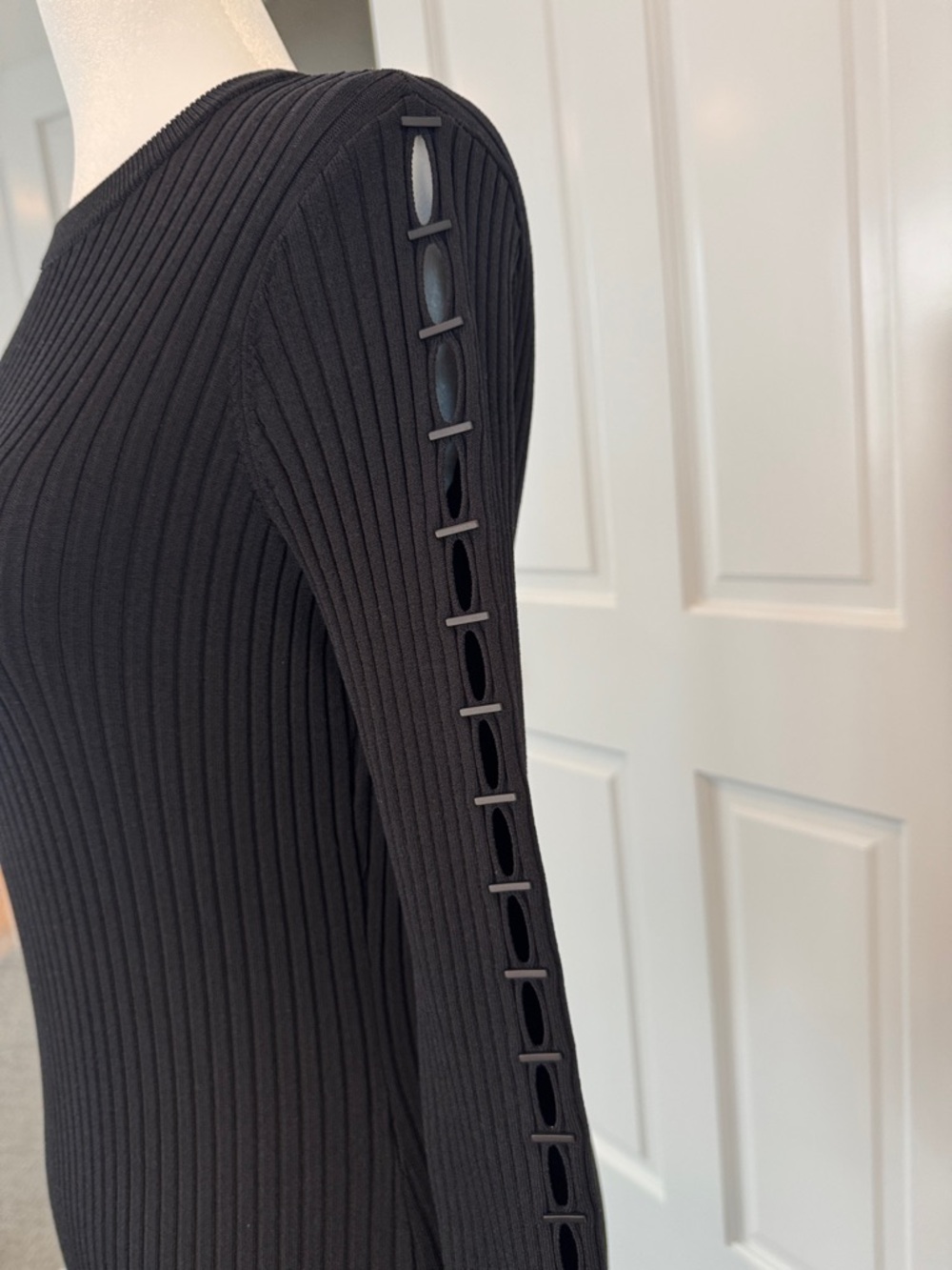 Jonathan Simkhai Black Ribbed Long-Sleeve Mini Dress